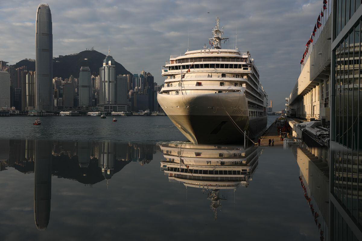 The 'Silver Spirit' cruise ship sails towards Victoria Harbor in Hong Kong, China, on January 18, 2023. (Photo by EFE/EPA/JEROME FAVRE)
