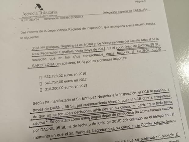 Informe de los pagos realizados a la empresa propiedad de José María Enríquez Negreira.