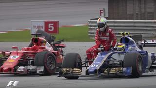 Por esta maniobra casi sancionan a Vettel en Malasia