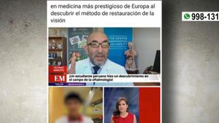 Usan imagen del doctor Elmer Huerta y periodista Alvina Ruiz para promocionar falso producto para la visión