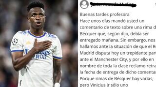 Una clase le pidió a su maestra aplazar un trabajo para ver el partido de Real Madrid