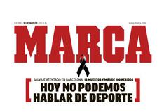 Sentida portada del diario Marca por el atentado en Barcelona