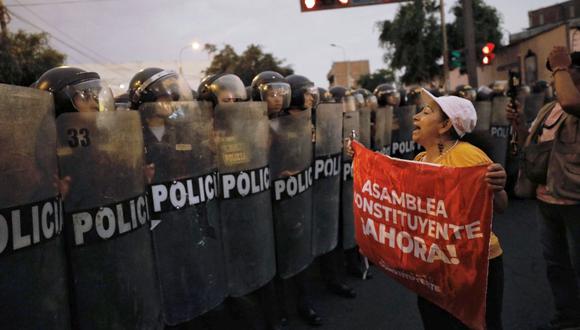 La marcha ha generado la paralización de tránsito en la zona. (Foto: Joel Alonzo/ @photo.gec)