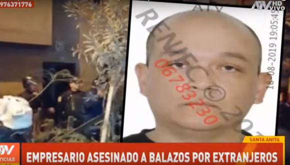 Empresario Pablo César Mego Gutiérrez (48) fue asesinado a balazos la madrugada del domingo. (Captura: ATV Noticias)