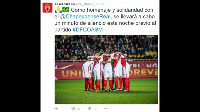 Clubes del mundo expresaron sus condolencias a Chapecoense - 12