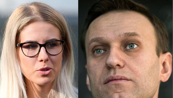 A la derecha vemos a Lyubov Sobol, quien es ahora investigada por el gobierno de Rusia, tras presuntamente haber amenazado a un supuesto agente de los servicios especiales  rusos, en relación al caso de Alexéi Navalni, a quien vemos a la izquierda de la imagen. (Foto: AFP)