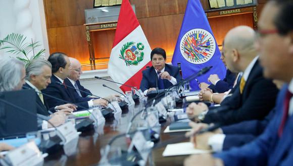 El presidente Pedro Castillo recibió a la delegación internacional de la OEA en el Palacio de Gobierno | Foto: Presidencia Perú