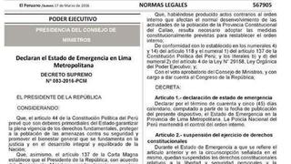 Estado de emergencia en Lima: documento que circuló era falso