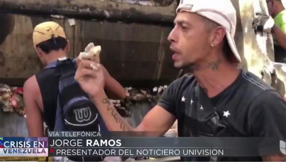 Robert Jesús Guerrero: El hombre que comió basura y causó la furia de Nicolás Maduro frente a Jorge Ramos de Univisión. Foto Captura de video