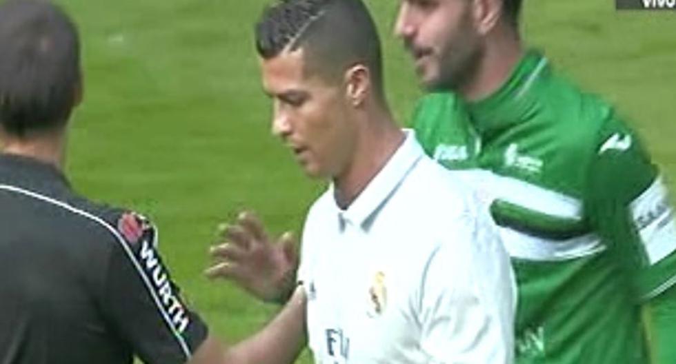 Cristiano Ronaldo y el gol que falló de cara al arco en el Real Madrid vs Leganés en el Bernabéu. (Foto: captura)