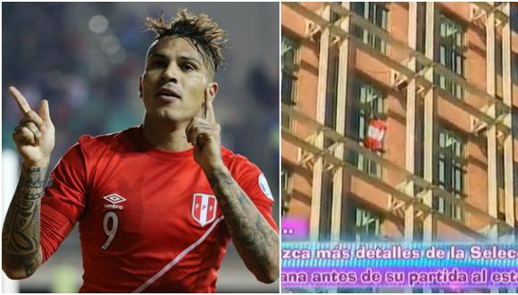 Paolo Guerrero colgó la bandera peruana en ventana de su cuarto