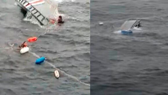 La embarcación de los oficiales fue rescatada a tiempo, mientras que los narcotraficantes probablemente hayan muerto a causa del mal tiempo.| Foto: Ministerio de Seguridad Pública/Facebook