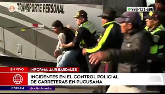 Incidentes en el control policial de carreteras en Pucusana. (Foto: América Noticias)