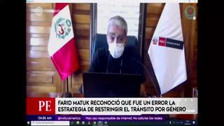 Coronavirus en Perú: Farid Matuk reconoce que fue un error la restricción de transito por género