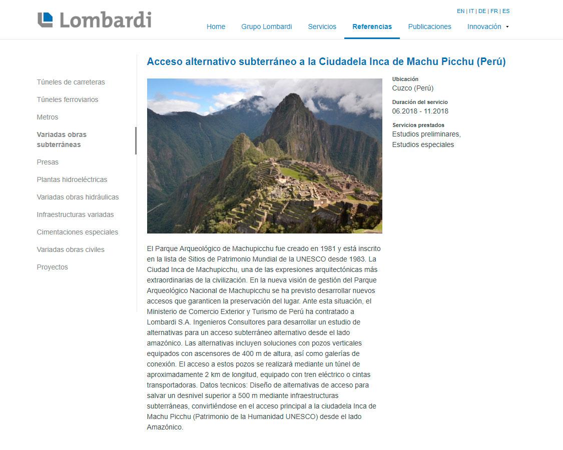 En su página web, la consultora Lombardi Ingenieros detalla su propuesta de elevador y túnel.
