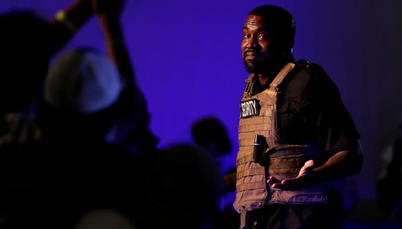 El rapero Kanye West celebra su primer mitin en apoyo de su candidatura presidencial en North Charleston, Carolina del Sur (Estados Unidos). Imagen del 19 de julio de 2020. (REUTERS/Randall Hill).