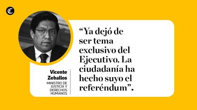 Las frases del ministro de Justicia y Derechos Humanos, Vicente Zeballos, en entrevista con El Comercio. (Composición: María Loli Caman / El Comercio)