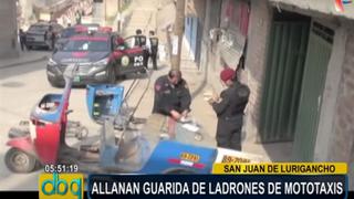 San Juan de Lurigancho: allanan vivienda en la que ‘descuartizaban’ mototaxis robados