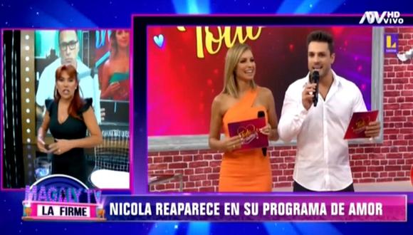 La conductora de “Magaly TV, la firme” manifestó su inconformidad sobre el retorno de Nicola Porcella al programa “Todo por amor”. (Foto: ATV)