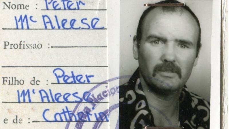 Identification showing a young Peter McAleese, during his years as a mercenary in Africa in the 1970s. (TWO RIVERS MEDIA).