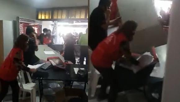 El MP solicitó nueve meses de prisión preventiva en contra de la mujer que participó en los disturbios en el Jurado Electoral Especial de Lima Este, en Santa Anita | Foto: Captura de video
