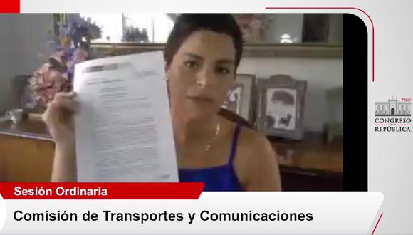 Ximena Pinto declaró en Comisión de Transportes y Comunicaciones este miércoles 2 de marzo. (Foto: Captura Facebook)