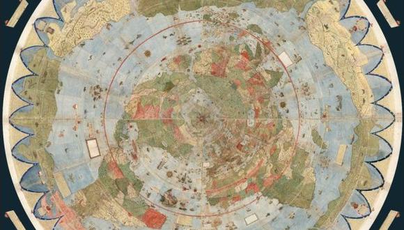 El mapamundi fue creado por un cartógrafo italiano en el siglo XVI. (Foto gentileza de David Rumsey Map Collection).