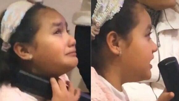 Niña llorando mientras canta 'Tusa' de Karol G y Nicki Minaj (Foto: Captura de video de Twitter)