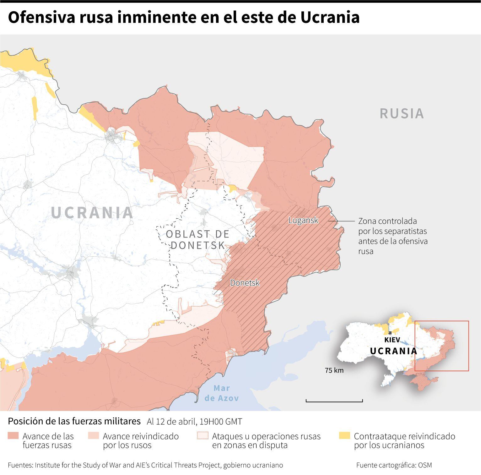 The Russian offensive in Donbas.  (AFP).