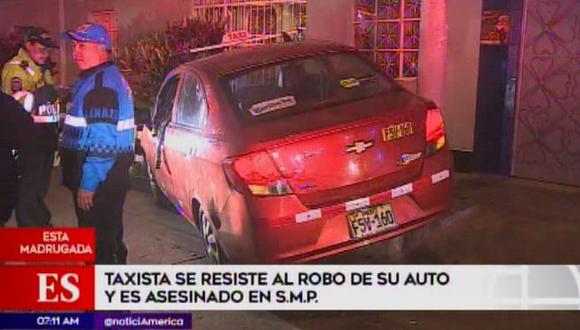 Matan taxista en SMP. (Foto: Captura de video / América Noticias)&nbsp;