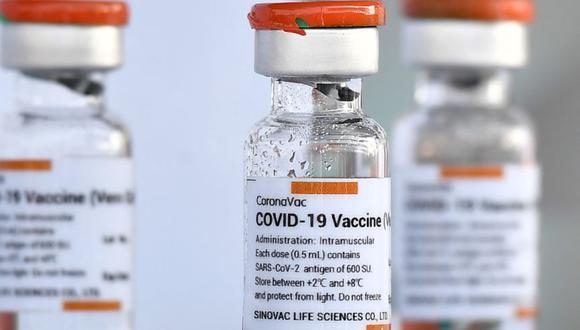 Se muestran viales de la vacuna CoronaVac, desarrollada por la firma china Sinovac. (Foto: Lillian SUWANRUMPHA / AFP).