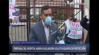 Enfermeros del hospital María Auxiliadora realizan plantón para denunciar presunta falta de equipos de protección