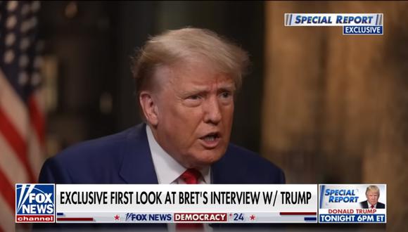 El expresidente Donald Trump durante una entrevista para Fox News, el 19 de junio de 2023. (Captura de YouTube @FoxNews)