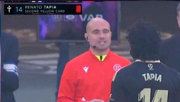 Renato Tapia fue expulsado en el Celta vs. Real Sociedad en tan solo siete minutos