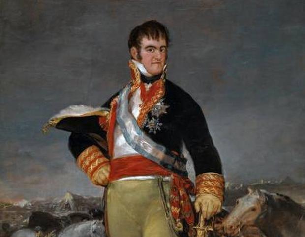 Fernando VII de Borbón, que fue tomado como prisionero durante la invasión napoleónica y se mantuvo así hasta 1814, año en que volvió al poder y restituyó el absolutismo en España.