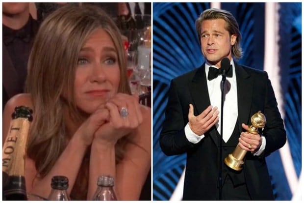 Así reaccionó Jennifer Aniston cuando Brad Pitt recogió a aceptar un premio (Foto: CBS / AFP)