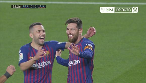 Lionel Messi marcó su conquista número 400 en el Barcelona vs. Eibar. La 'Pulga' quiere dejar en claro que es el mejor futbolista de todos los tiempos. (Foto: captura de pantalla)