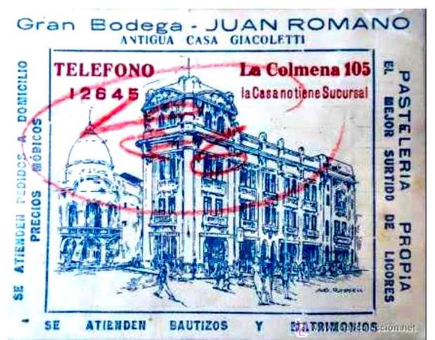 Aviso publicitario de 1930 de la gran bodega y pastelería 'Juan Romano'