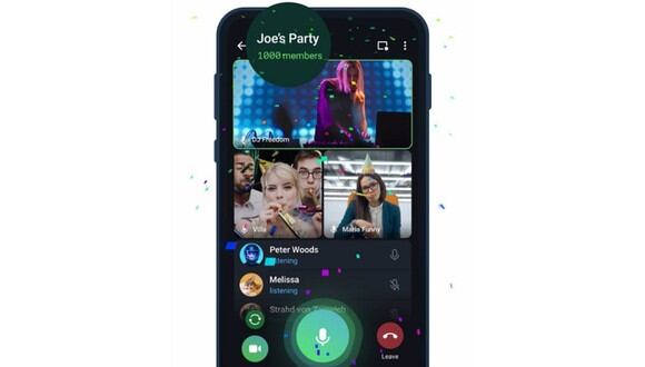Ahora mil espectadores podrán disfrutar de una videollamada grupal en la app de mensajería. (Foto: Telegram)