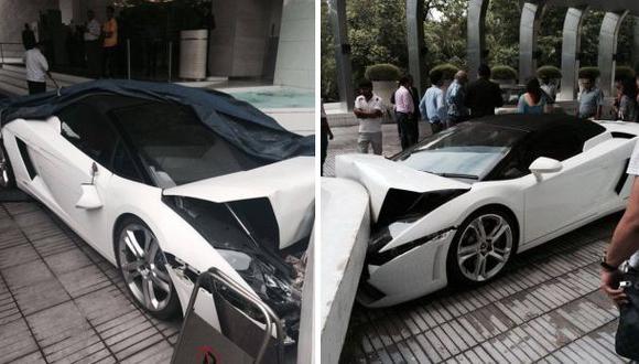 Empleado de hotel estrelló un Lamborghini en la India [VIDEO]