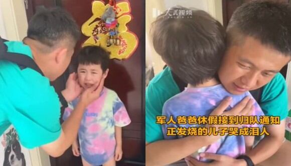 El niño estaba con fiebre cuando su padre llegó a casa a pasar vacaciones. (Foto: Weibo)