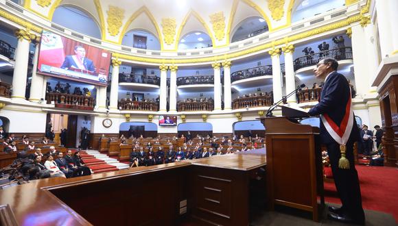 El presidente Martín Vizcarra anunció el Pacto Perú durante su último Mensaje a la Nación.(Foto: Congreso)