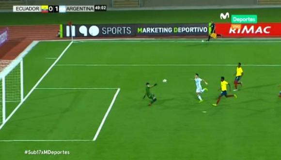 Argentina vs. Ecuador EN VIVO: mira la gran definición de Matías Palacios para el 1-0 | Foto: Captura