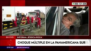 SJM: conductor quedó atrapado en su camioneta luego de que cinco vehículos chocaran en la Panamericana Sur | VIDEO
