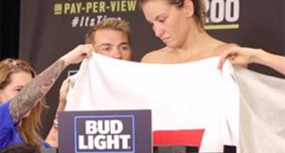 Miesha Tate sorprendió a todos al desprenderse de su ropa deportiva al momento de realizar el pesaje reglamentario previo a su pelea ante Amando Nunes en UFC 200. (Foto: UFC)