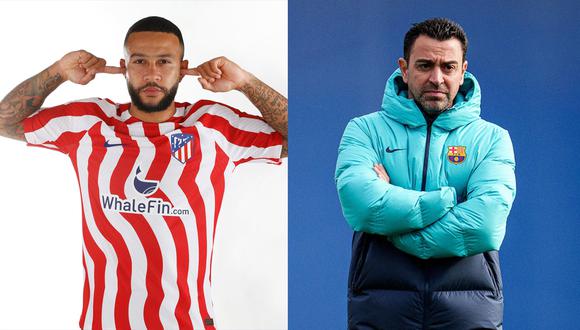 ¿Por qué Barcelona aceptó que Memphis Depay se vaya al Atlético de Madrid? Xavi explicó la razón | Composición: Atlético de Madrid / FC Barcelona / Facebook