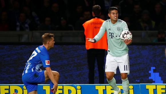 Con James Rodríguez, Bayern Múnich perdió 2-0 en el campo del Hertha de Berlín, por la Bundesliga. (Foto: Reuters)