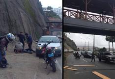 Barranco: motociclista resultó herido tras caerle parte de un puente en la Costa Verde