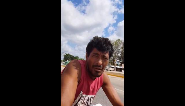 Un señor encontró en la carretera a un hombre sin techo llamado Edgardo Zúñiga y lo filmó en un video que se ha convertido en viral en Facebook. (Foto: captura)
