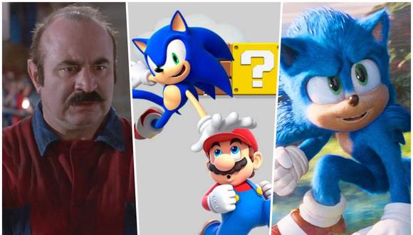 Izquierda, Bob Hoskins como Mario en la película de "Super Mario Bros." (1993). Derecha, el nuevo diseño del epónimo héroe de la cinta "Sonic The Hedgehog" (2020).